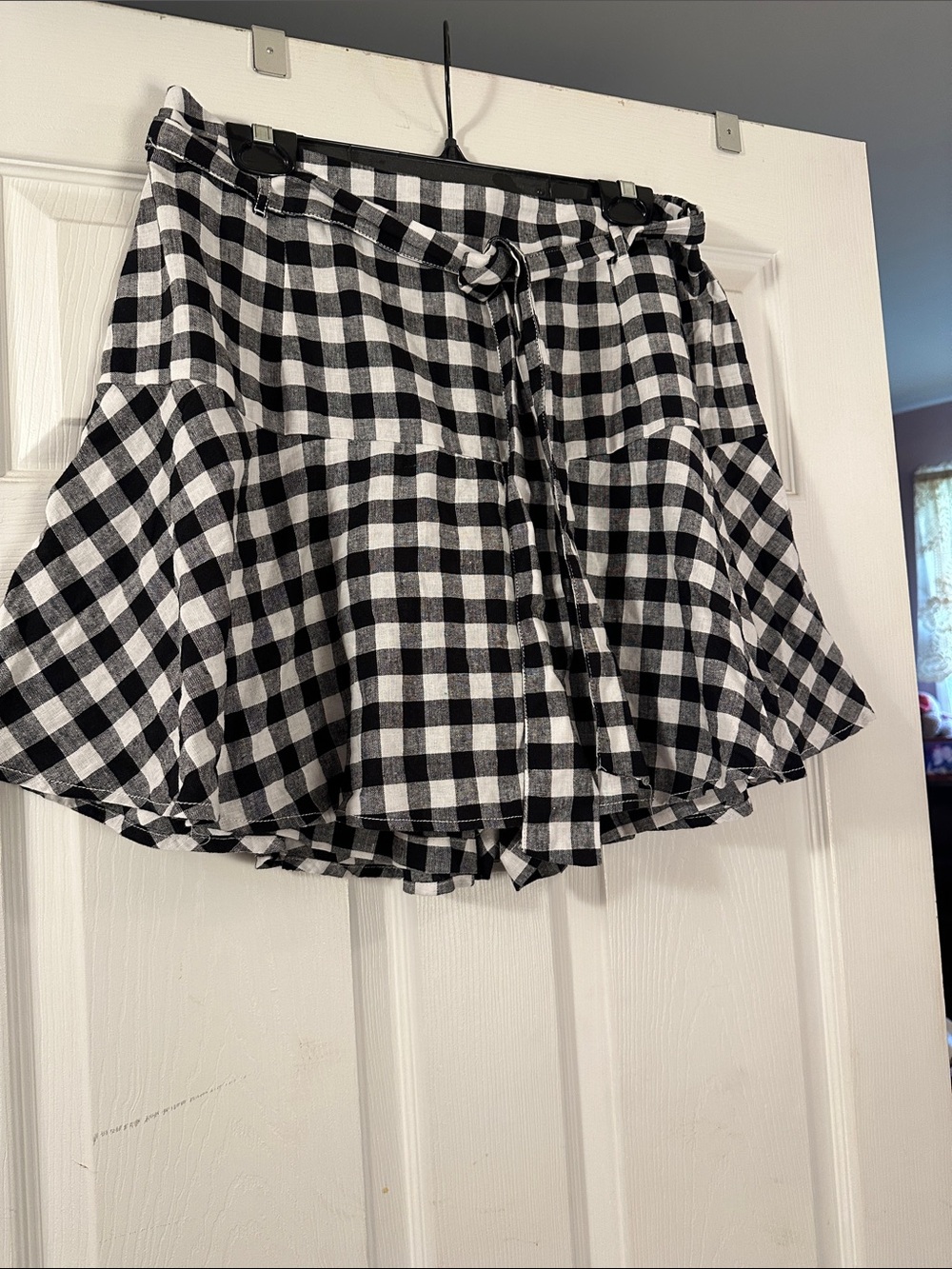 Black & White Gingham Flared Skort